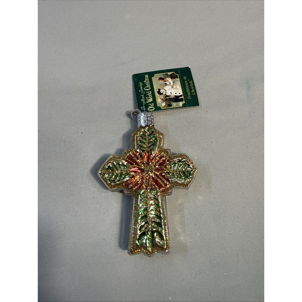 Old World Christmas Glass Blown Divine Cross Ornament NWT Holiday